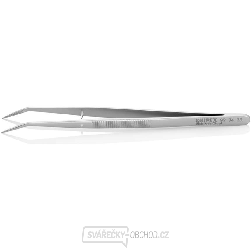 Pinzeta přesná, zahnutá s vodícím kolíkem 155 mm, Knipex 92 34 36