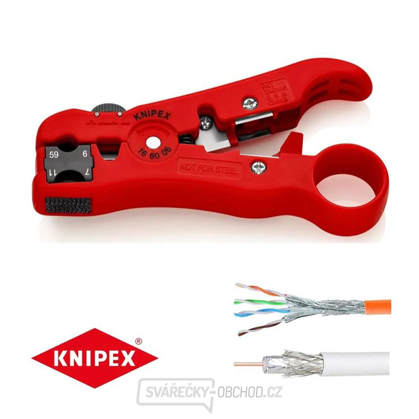 Odizolovací nástroj na koaxiální a datové kabely Knipex 16 60 06 SB