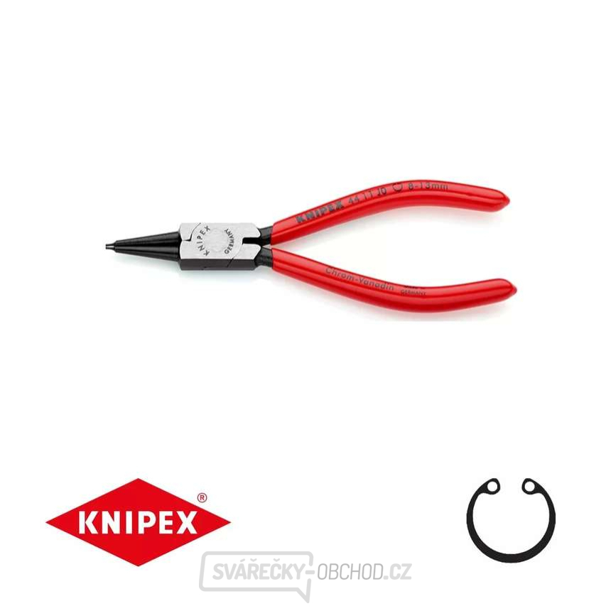 Kleště na pojistné kroužky 140 mm, vnitřní rovné. Knipex - 44 11 J0 - DIN 5265 C. Leštěno, potaženo plastem
