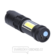 Solight LED nabíjecí kapesní svítilna se zoomem, 100lm + 70lm, Li-Ion, USB, černá náhled