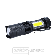 Solight LED nabíjecí kapesní svítilna se zoomem, 100lm + 70lm, Li-Ion, USB, černá gallery main image