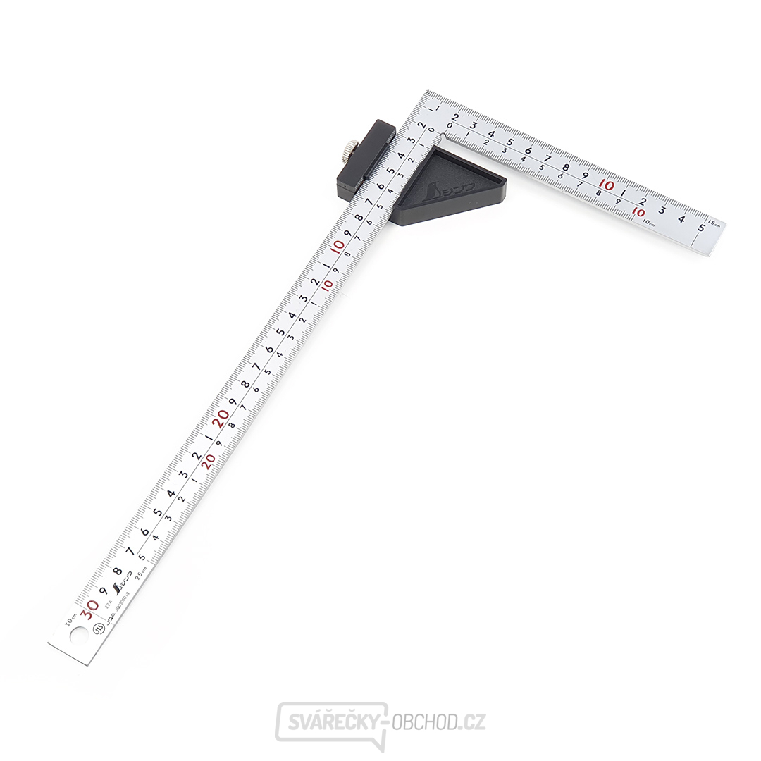 Japonský truhlářský úhelník s dorazem SHINWA - 8 stupnic