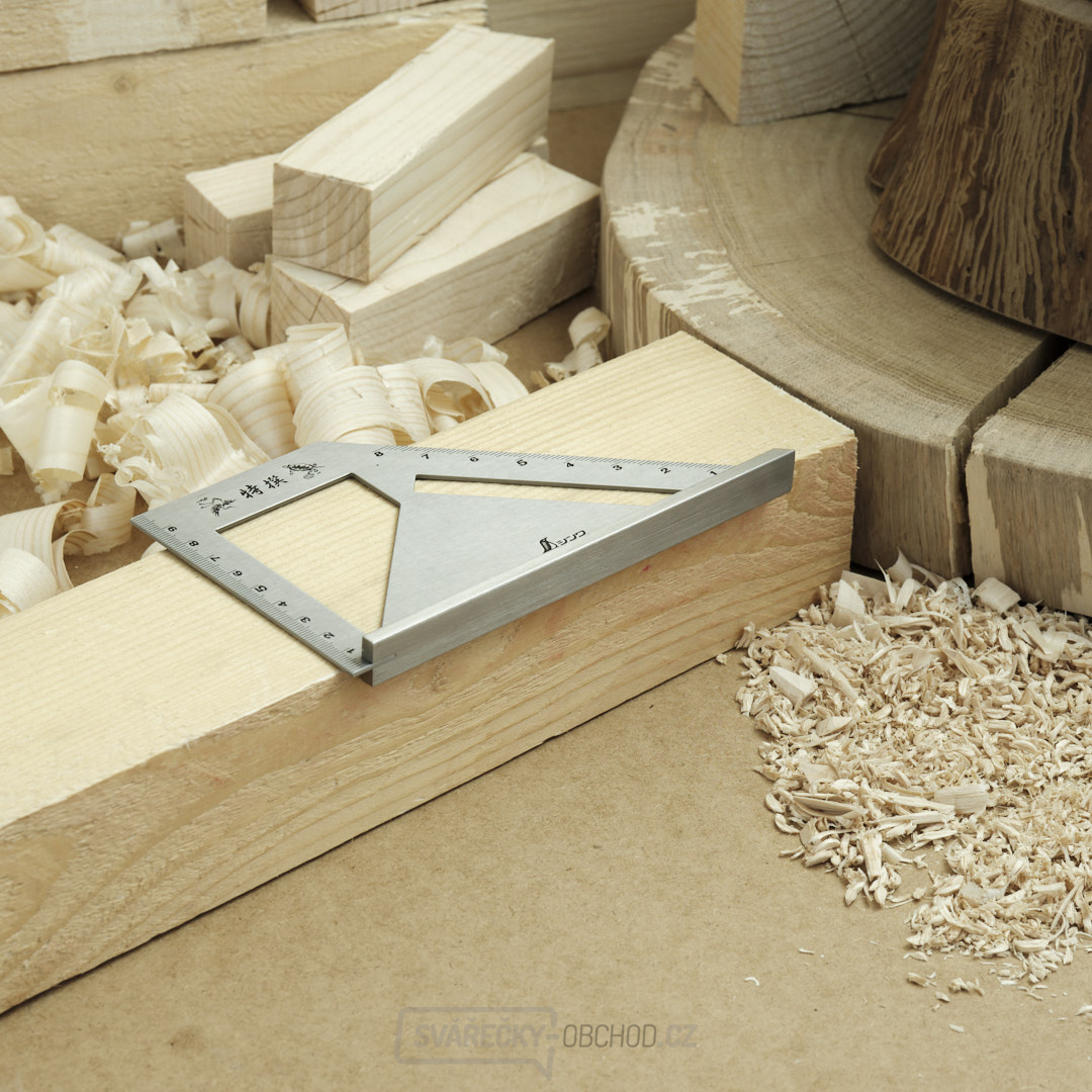 Ocelový úhelník SHINWA 45+90° s dorazem a stupnicí