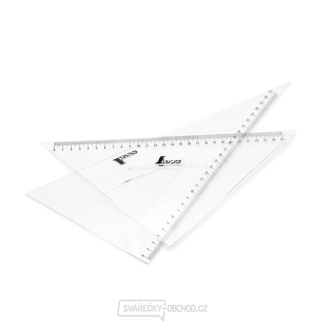 Japonský pravoúhlý plastový trojúhelník SHINWA 27 cm - sada 2 ks