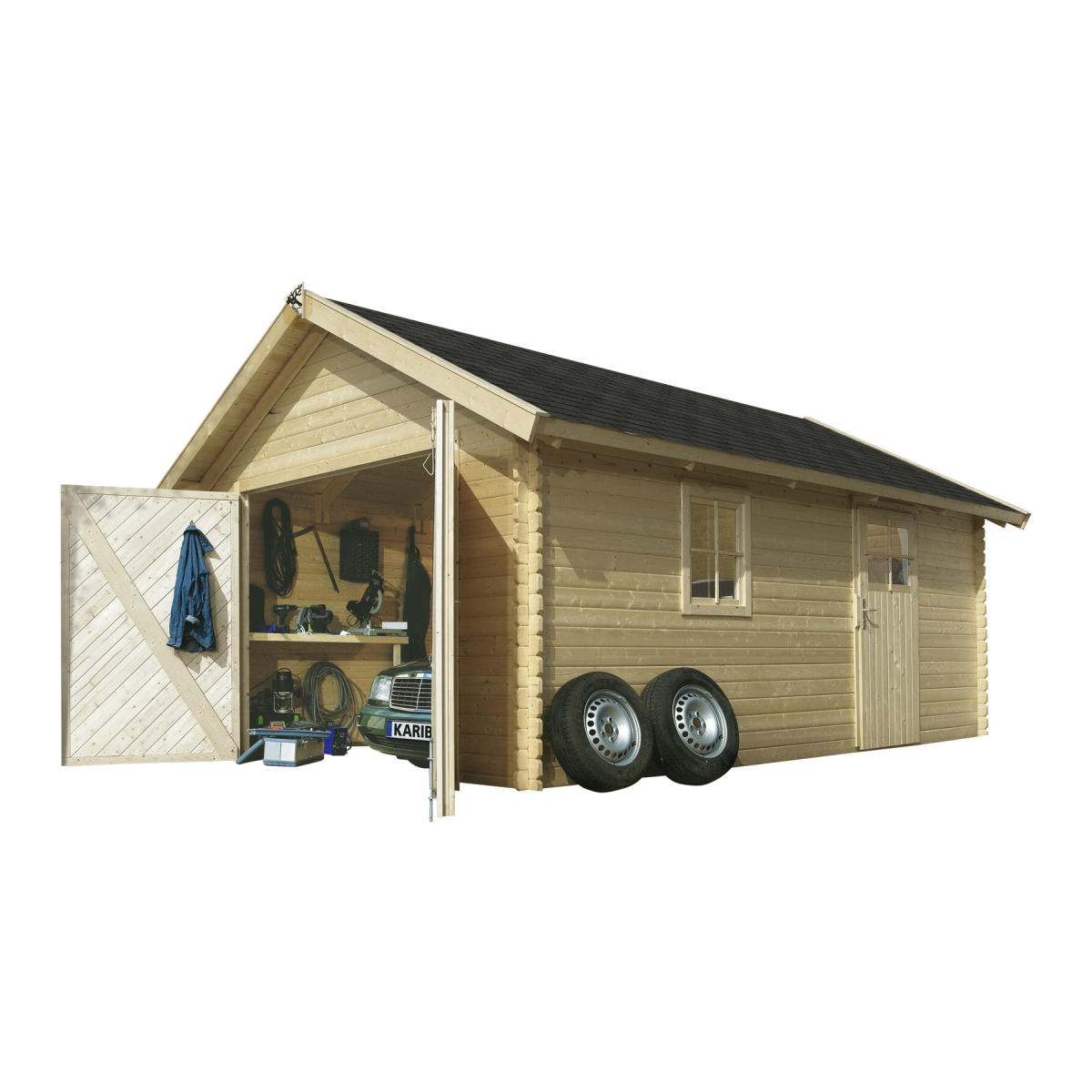 LANIT PLAST dřevěná garáž KARIBU 43545 40 mm natur LG1887