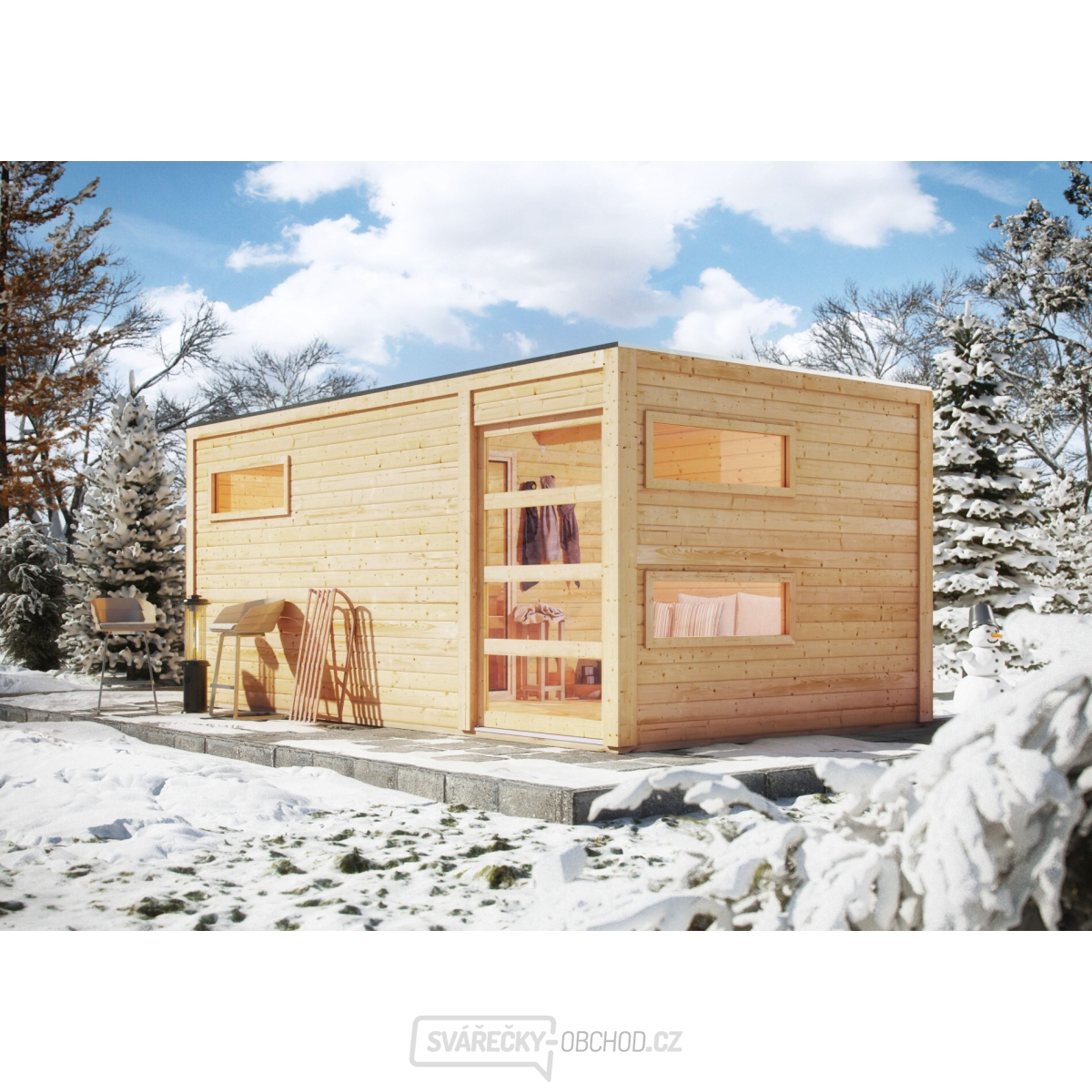 Finská sauna KARIBU HYGGE (86314) natur s předsíní LG1977