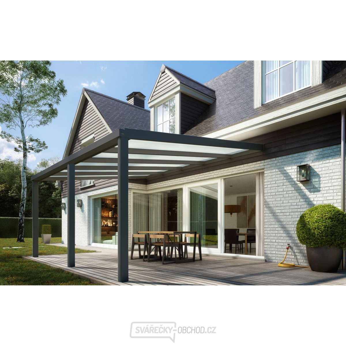 Hliníková pergola SKYLUX CLIMALUX 6,0 x 4,0 m antracit + bronz PC LG3762