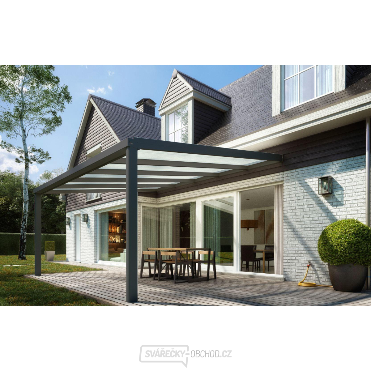 hliníková pergola SKYLUX CLIMALUX 4,0 x 3,0 m antracit + opál PC LG3742