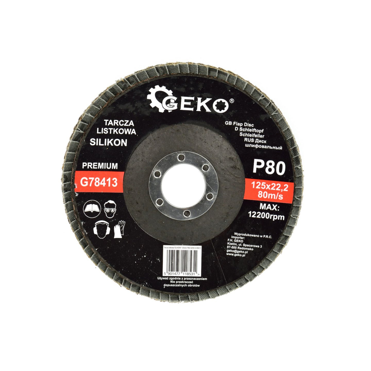 Levně Silikonový" disk s chlopní 125mm P80 GEKO PREMIUM(10/200) G78413