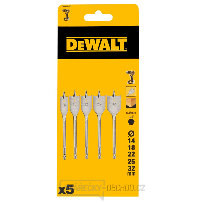 Sada plochých vrtáků do dřeva 5ks DeWALT DT4798
