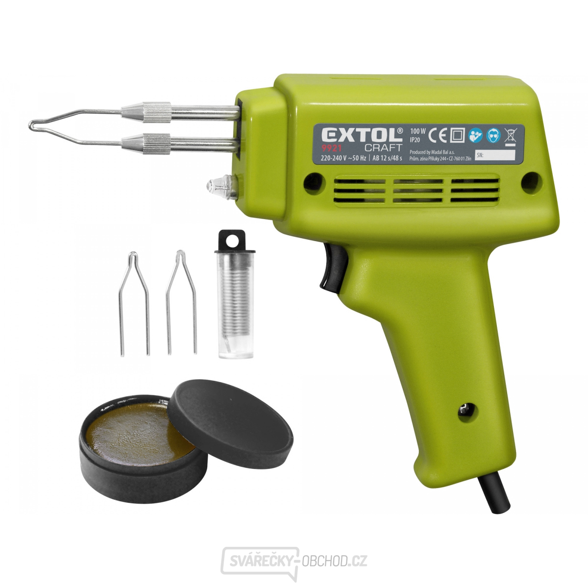 Pistole pájecí transformátorová s příslušenstvím, 100W Pistole pájecí transformátorová s příslušenstvím, 100W gallery main image