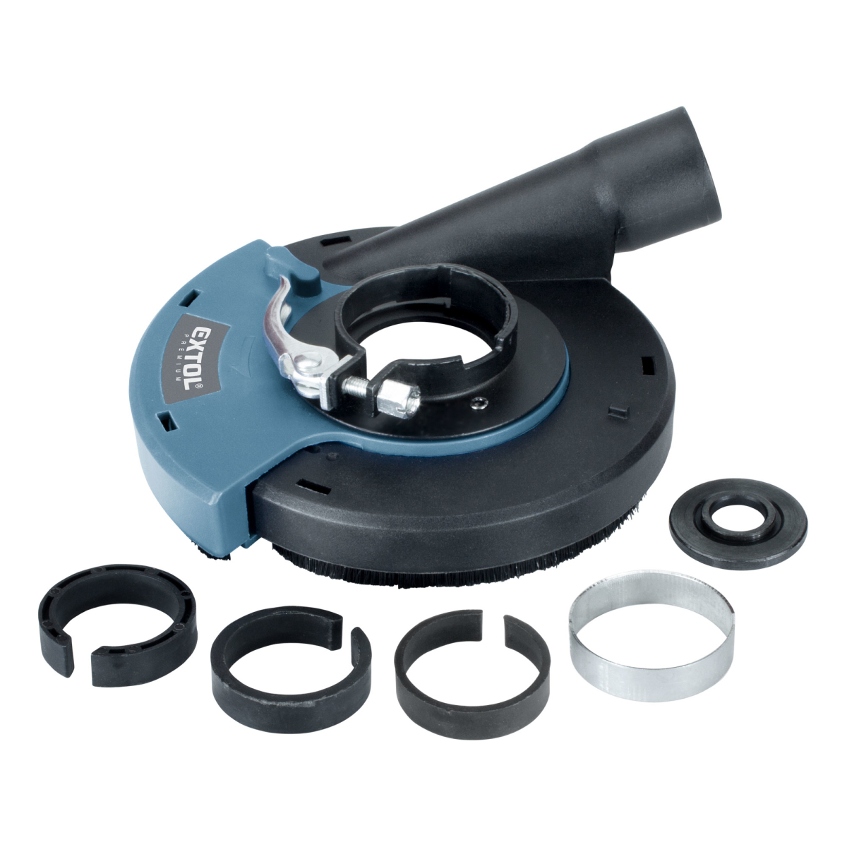 EXTOL PREMIUM Kryt odsávací pro broušení úhlovou bruskou, O125mm s kartáčovým věncem 8807020