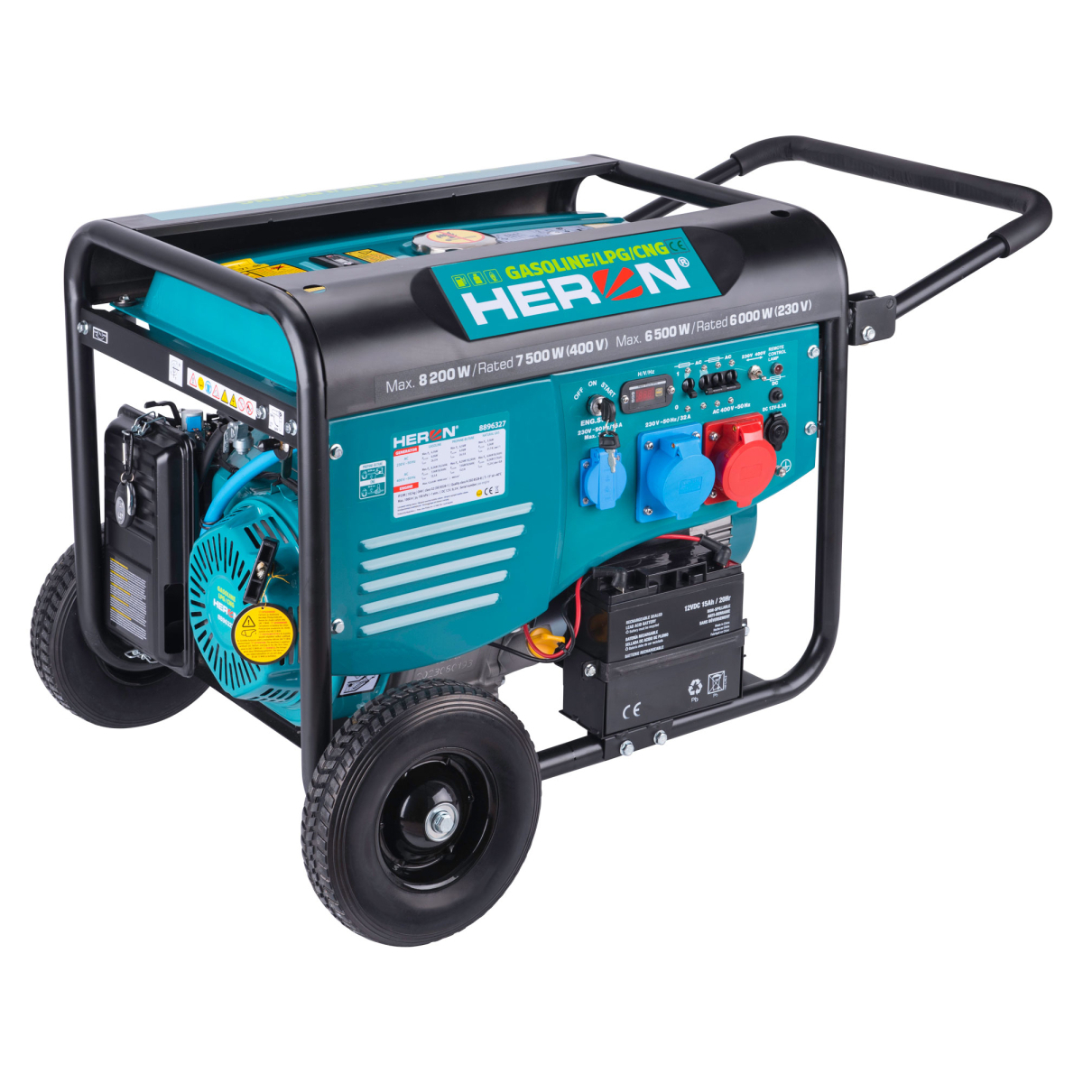 Elektrocentrála benzínová a plynová (LPG/NG) 17HP/8,2kW/10,2kVA (400V), 6,5kW (230V), elektrický start, dálkové ovládání 8896327