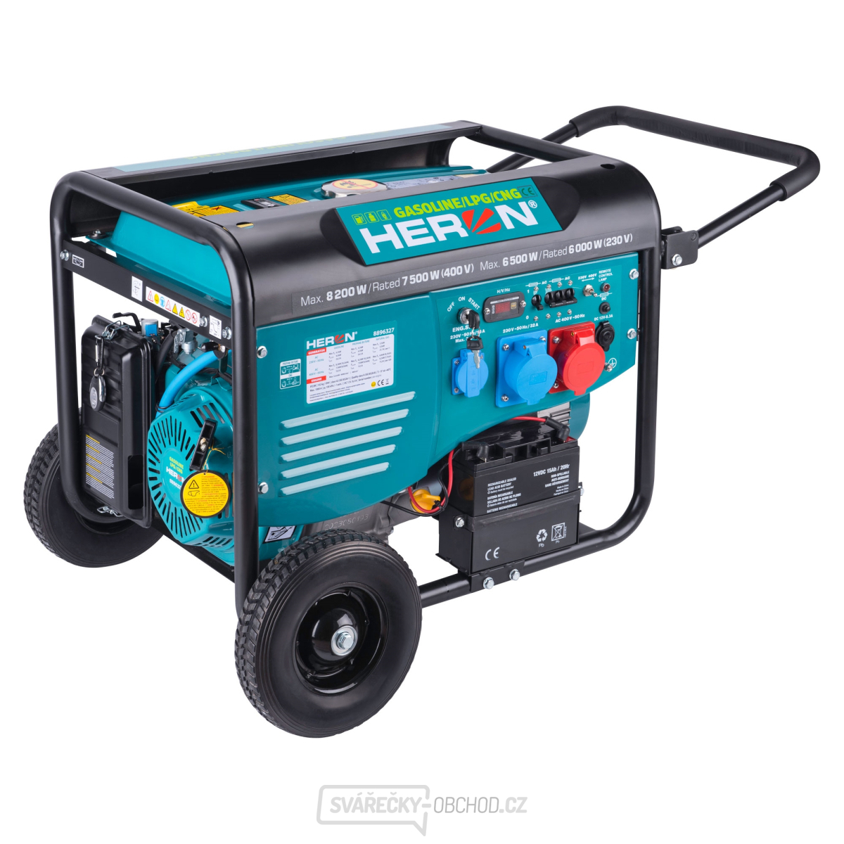 Elektrocentrála benzínová a plynová (LPG/NG) 17HP/8,2kW/10,2kVA (400V), 6,5kW (230V), elektrický start, dálkové ovládání