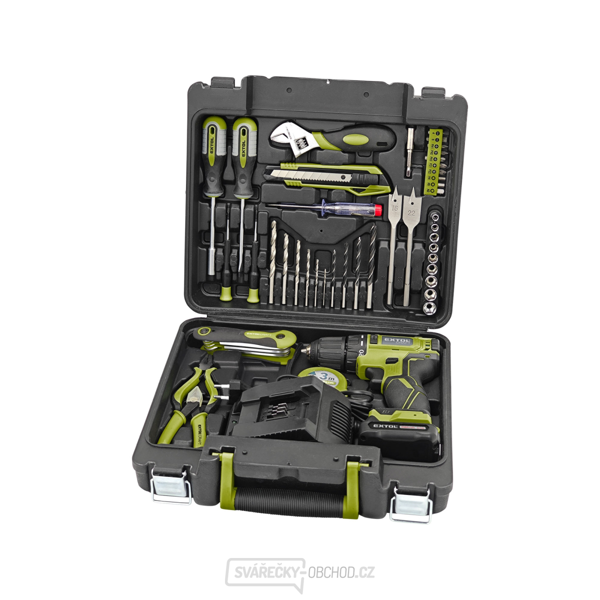 Aku vrtací šroubovák, BRUSHLESS, 12V Li-ion s nářadím, sada 46ks