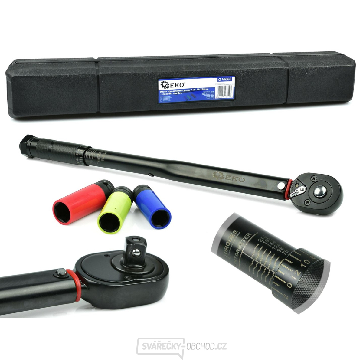 Momentový klíč 1/2" 28-210nm + alu nástrčné hlavice 3el.  Black HD (10)