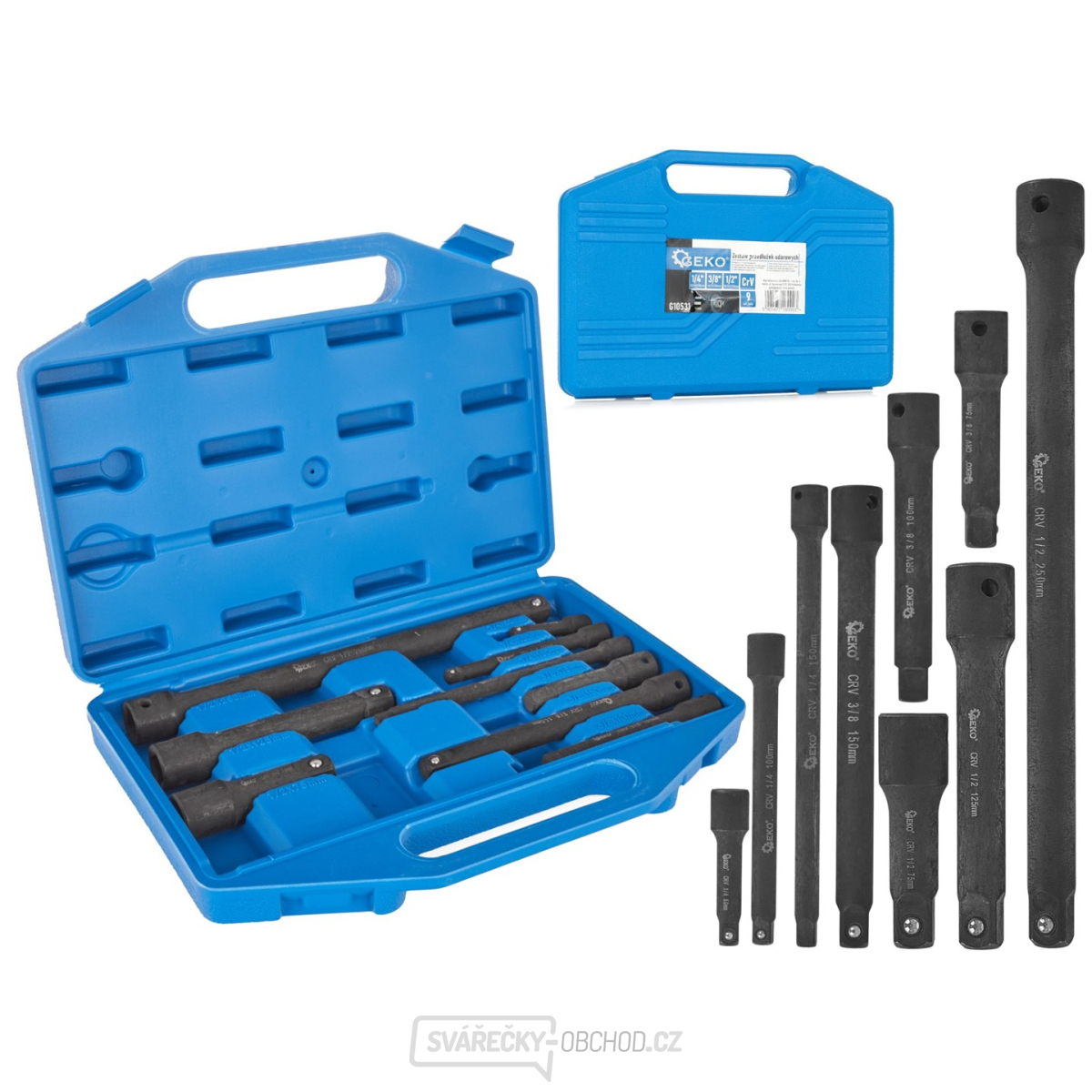 Sada rázových nástavců 1/4" 3/8" 1/2" CrV 9ks (15)