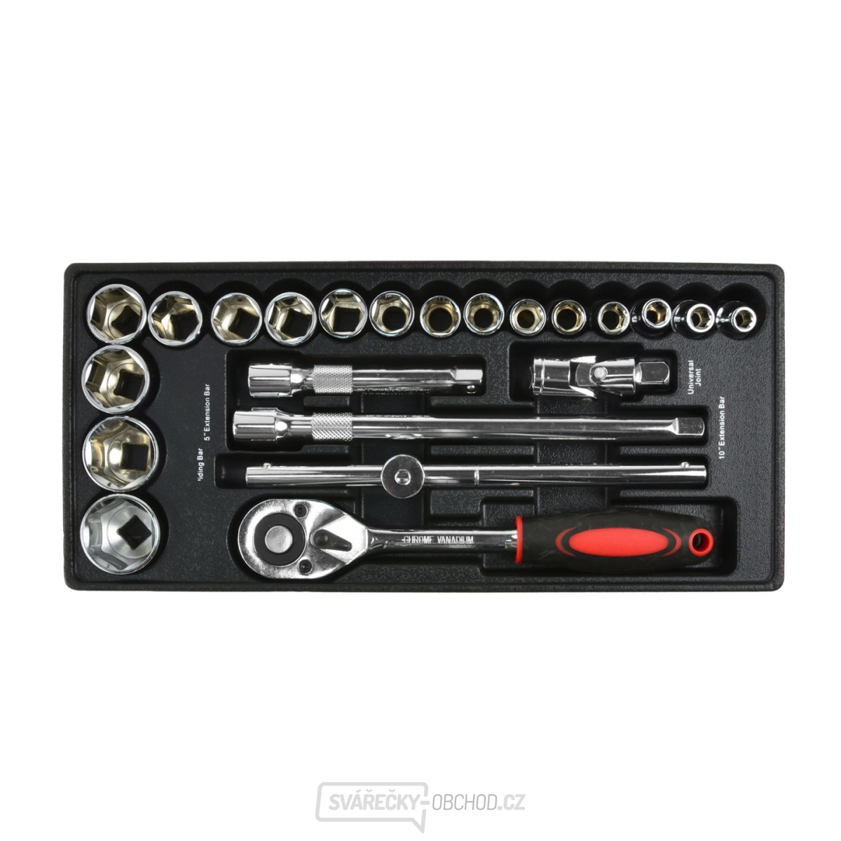 Sada nástrčných hlavic 1/2" 10-32 mm CRV (5)
