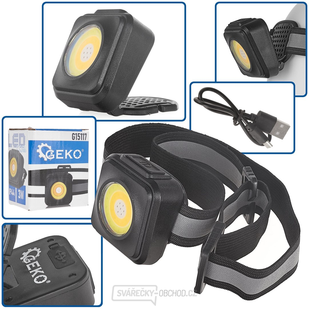 Nárazuvzdorná čelovka s reflektorem LED COB 3W 500mAh 500lm IP44 (240)