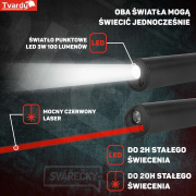Inspekční dílenská lampa s magnetem LED COB 5W + 3W UV laser 800mAh 400lm IP44 (100) Inspekční dílenská lampa s magnetem LED COB 5W + 3W UV laser 800mAh 400lm IP44 (100) náhled
