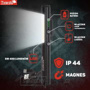 Inspekční dílenská lampa s magnetem LED COB 5W + 3W UV laser 800mAh 400lm IP44 (100) náhled