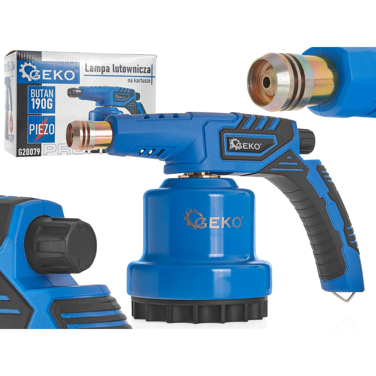 GEKO Pájecí lampa s piezoelektrickým zapalováním pro 190g kartuše kovové PROFI (12) G20079