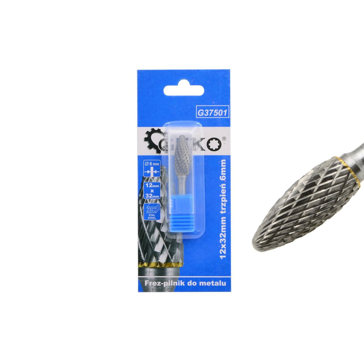 GEKO Fréza na kov z tvrdokovu 12x32mm stopka 6mm (200) G37501