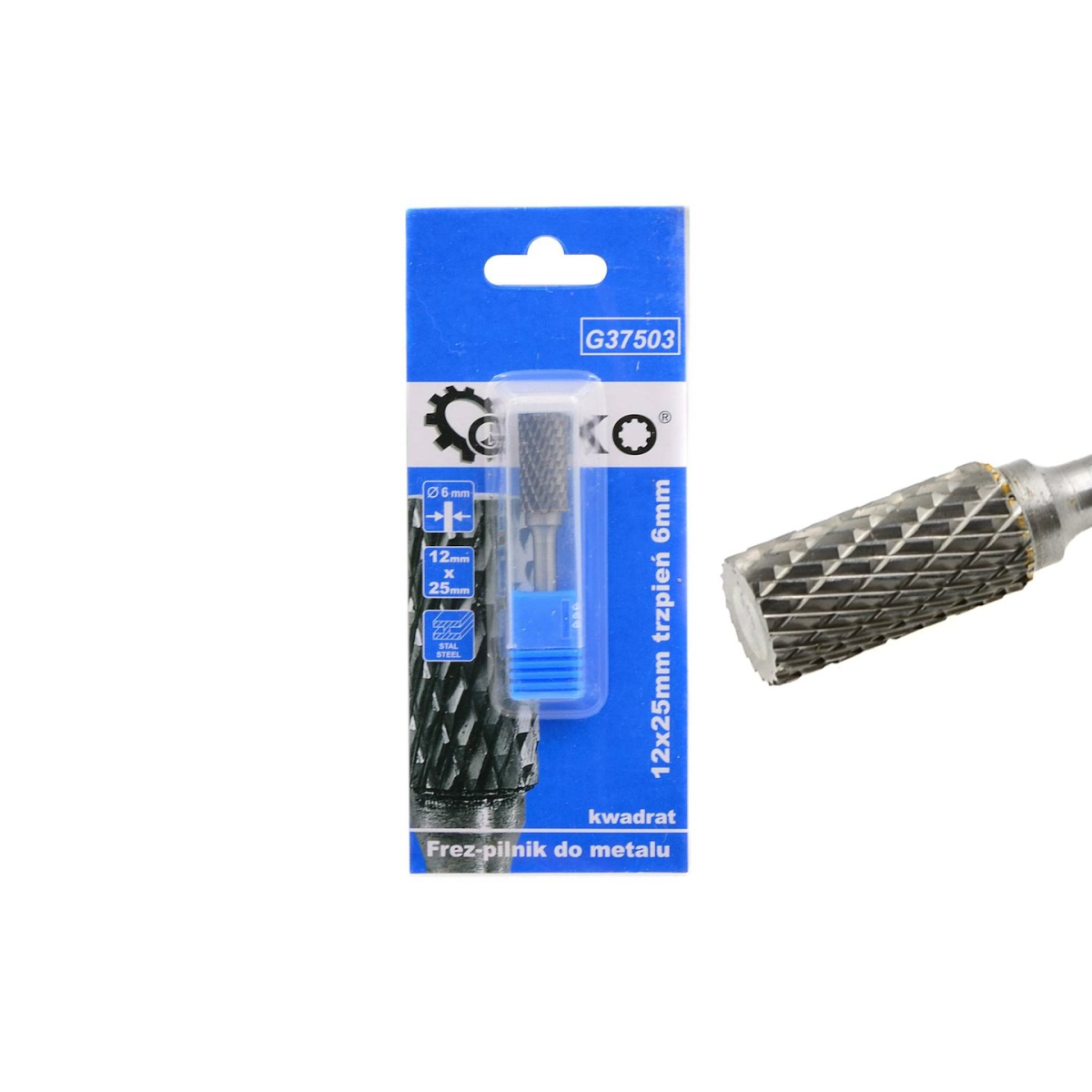 GEKO Pilník na kov z tvrdokovu 12x25mm stopka 6mm (čtvercový) (200) G37503