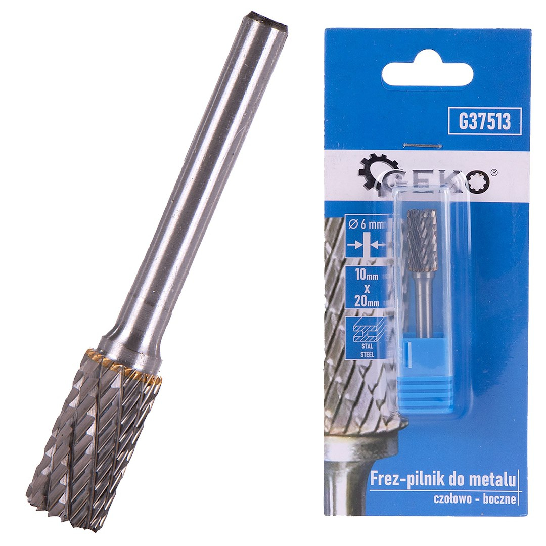 GEKO Fréza na kov z tvrdokovu 10x20mm stopka 6mm (čelní a boční) (200) G37513