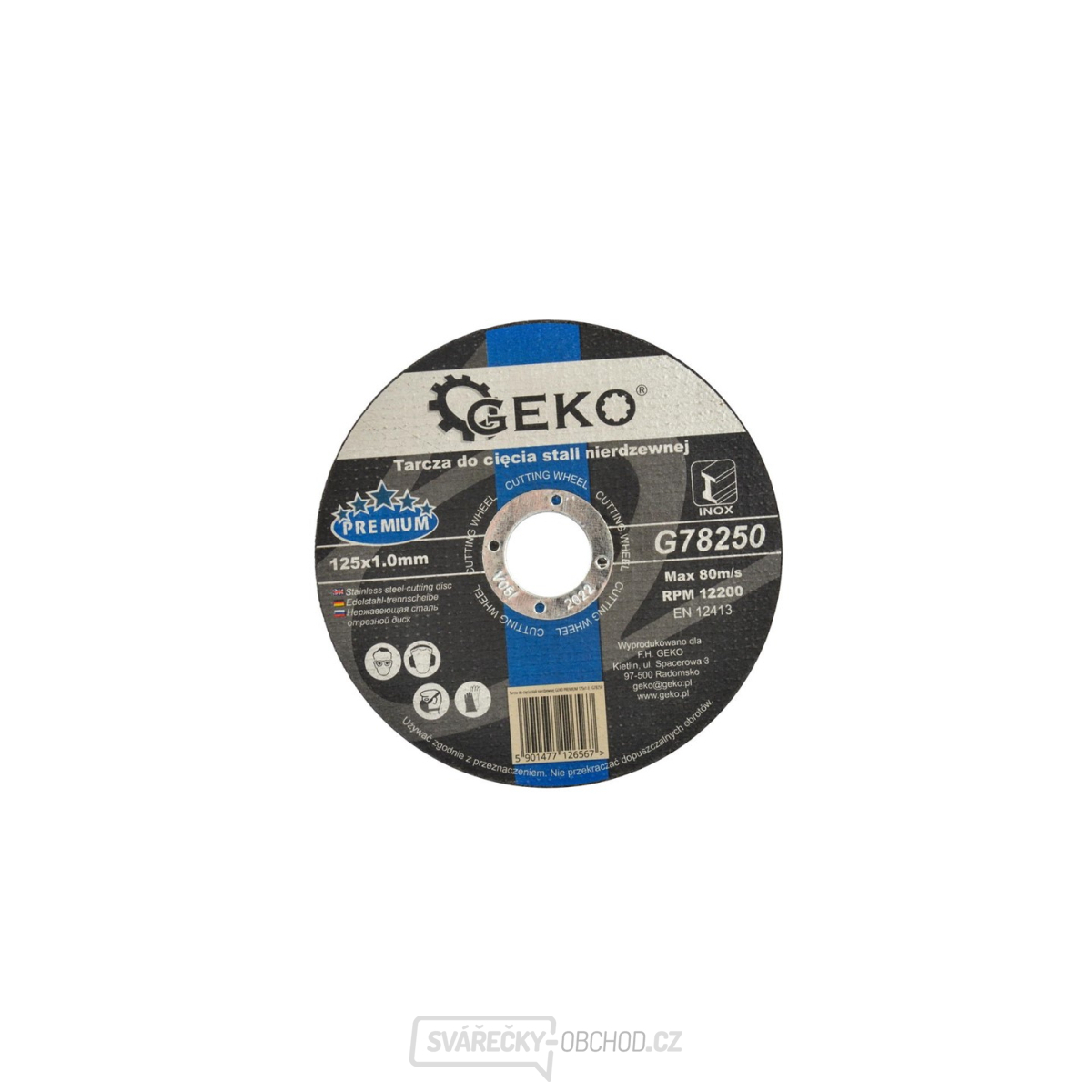 Řezný kotouč GEKO PREMIUM 125x1,0 z nerezové oceli (10/25/50/400)