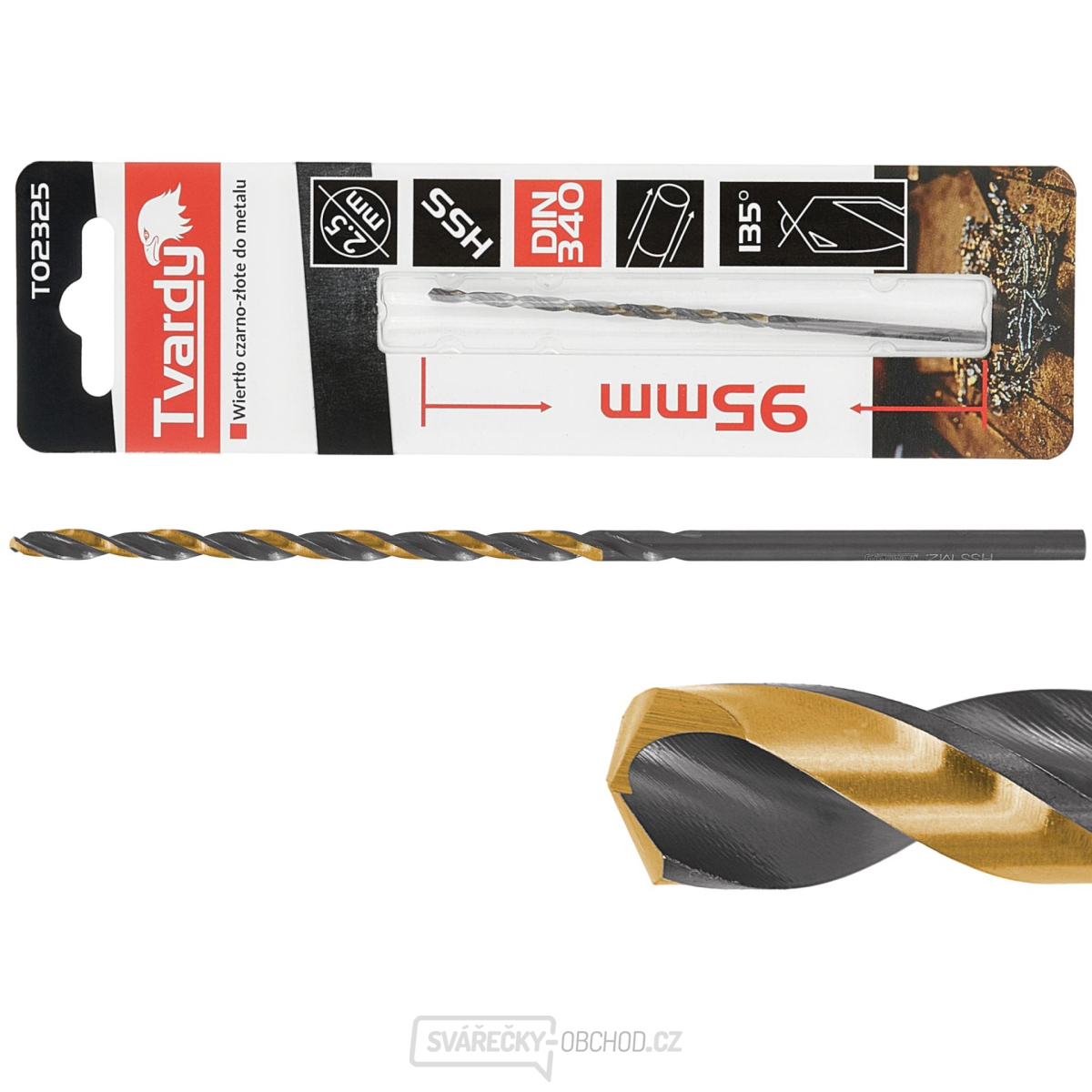 Černozlatý prodloužený vrták do kovu HSS M2 2,5 mm (1/250/1000)
