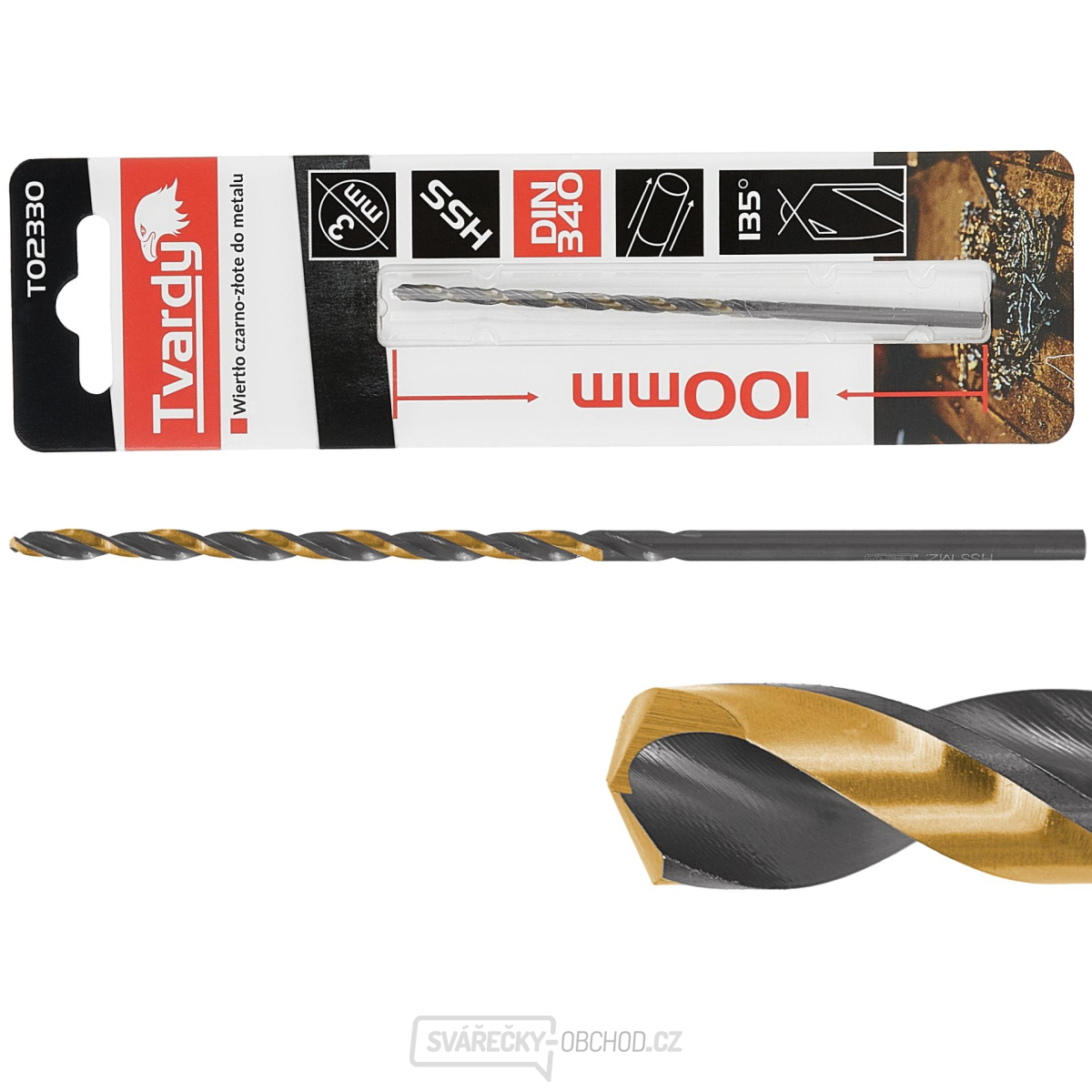 Černozlatý prodloužený vrták do kovu HSS M2 3,0 mm (1/125/500)