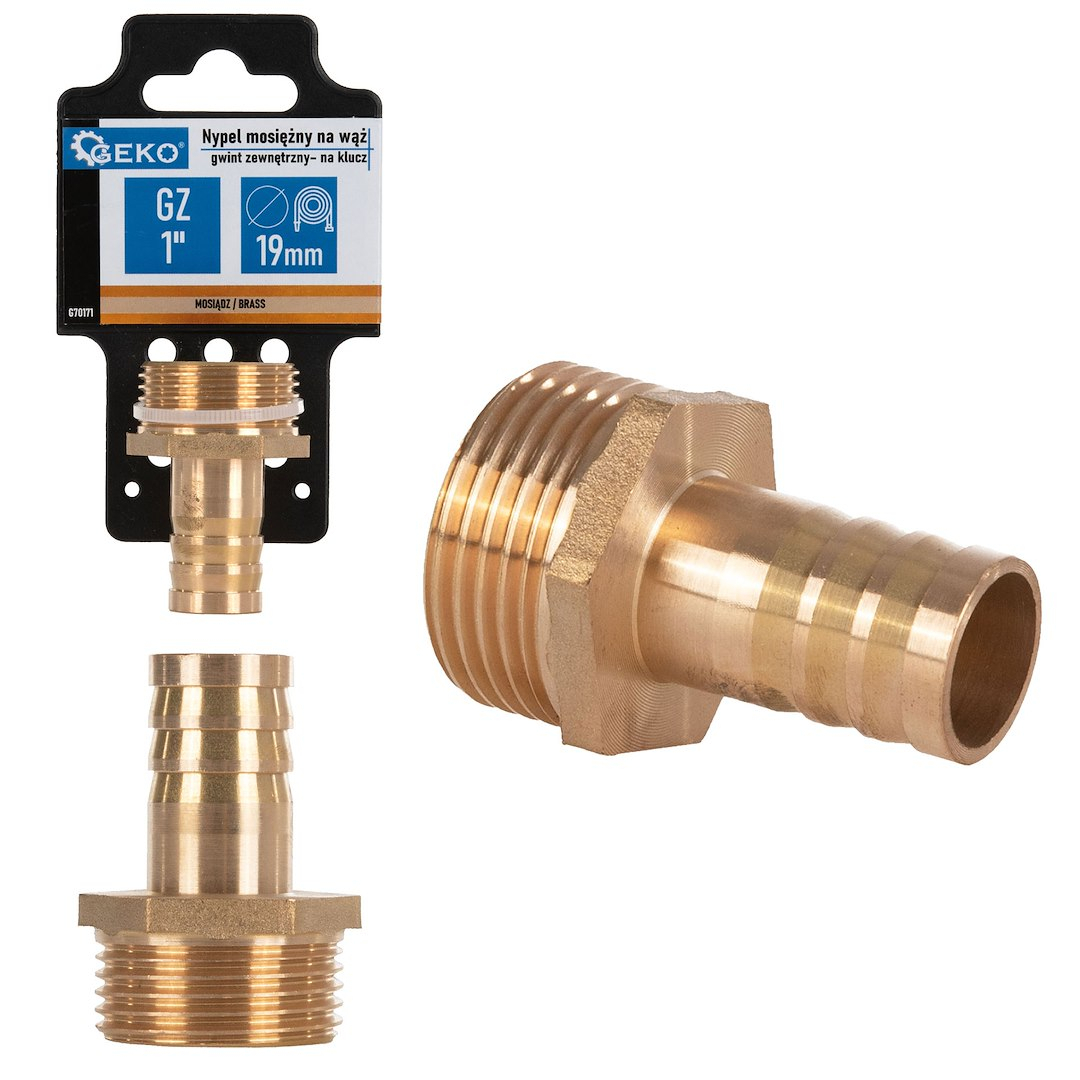 Mosazná hadicová vsuvka 19 mm - 1" vnější závit - s klíčem (250) G70171