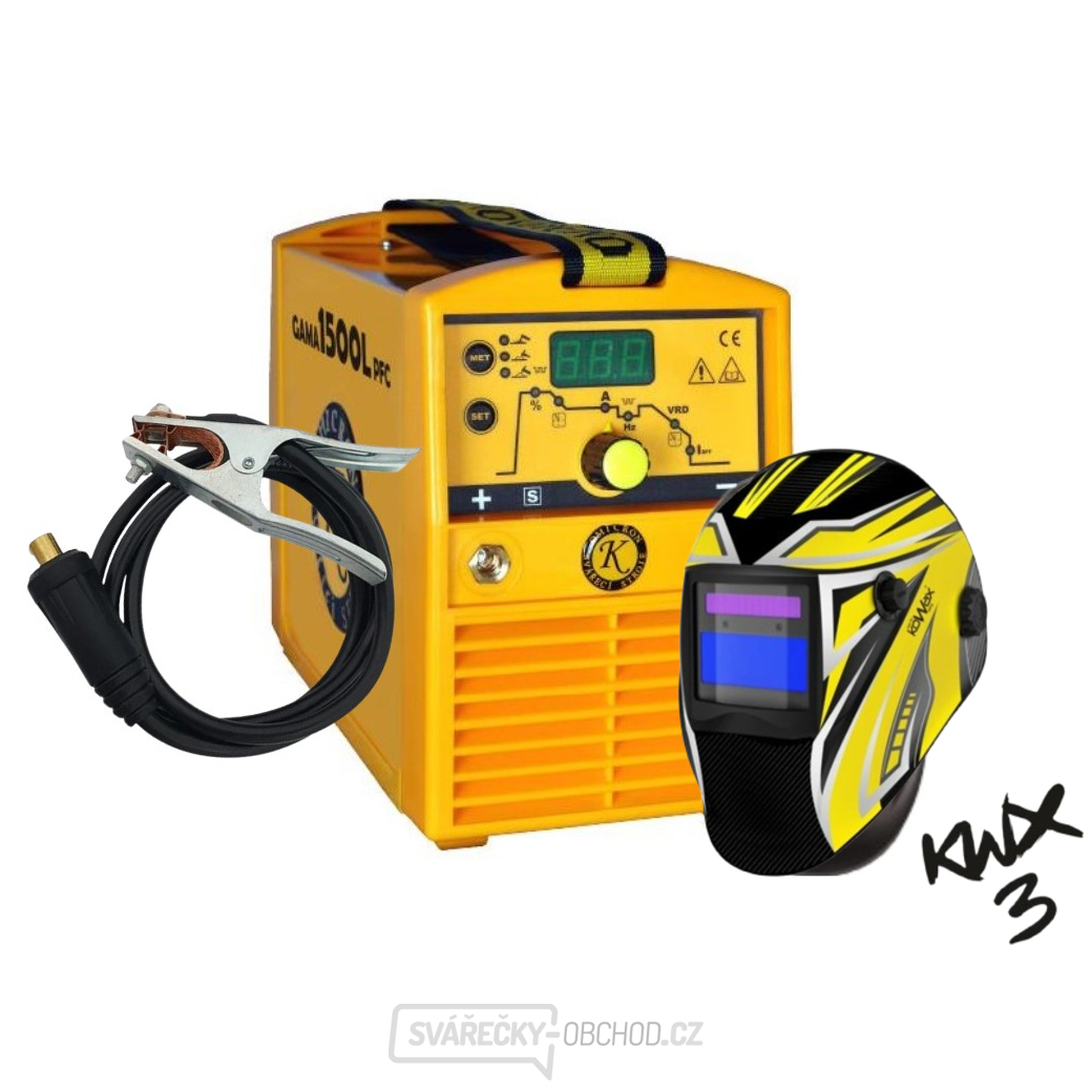 Svářecí invertor GAMA 1500L PFC + kabely + kukla