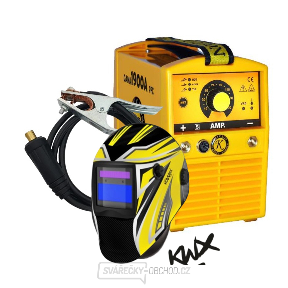 Svářecí invertor GAMA 1900A PFC + kabely + kukla