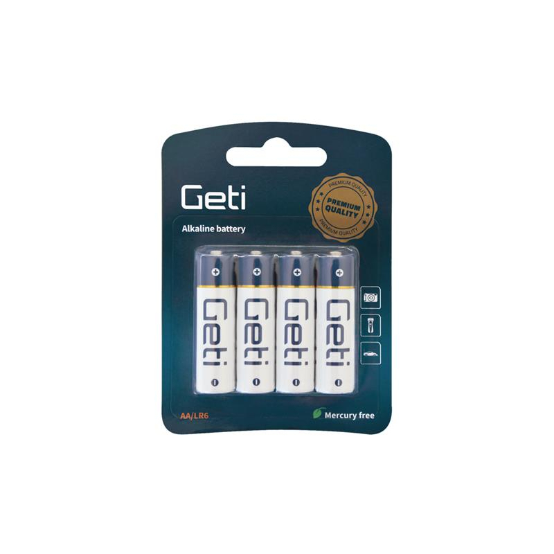 Levně Baterie AA (LR6) alkalická GETI 1,5V Blistr (4 kusy) 04270423