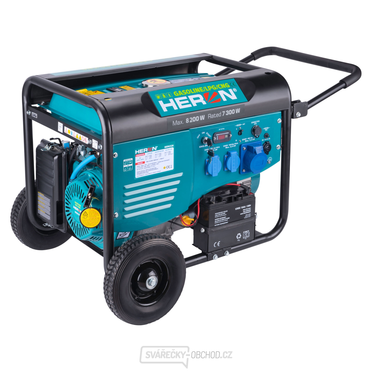 Elektrocentrála benzínová a plynová (LPG/NG) 17HP/8,2kW, elektrický start, ATS ready, podvozek