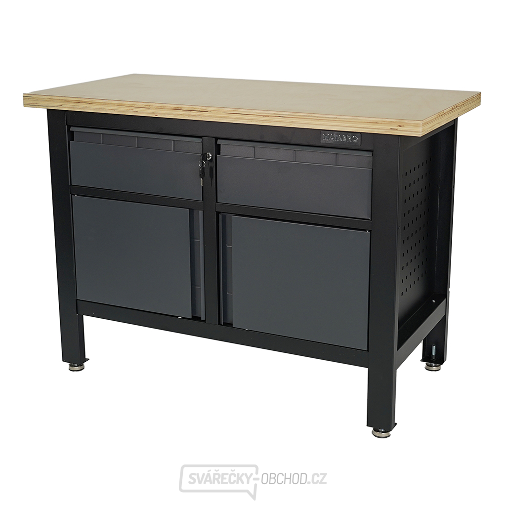 Pracovní dílenský stůl Matabro MB-TSK5422-L | 2 zásuvky | 2 skříňky | 1200 x 600 x 860 - 900 mm