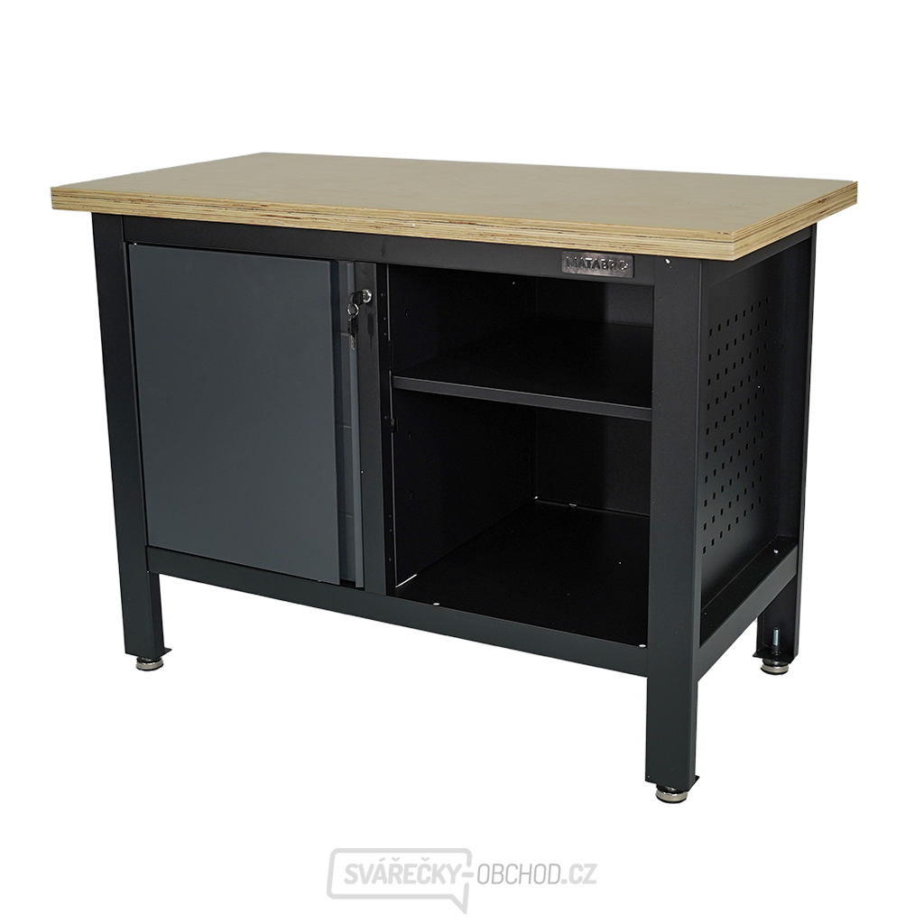 Pracovní dílenský stůl Matabro MB-TSK5410-L | 1 skříňka | 1 police | 1200 x 600 x 860 - 900 mm