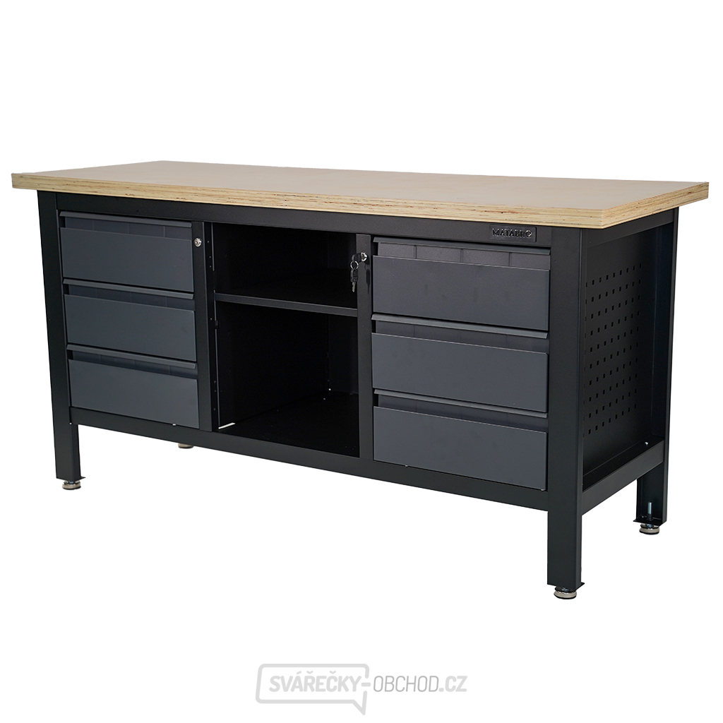 Pracovní dílenský stůl Matabro MB-TSK7506-L | 6 zásuvek | 1 police | 1690 x 600 x 860 - 900 mm Pracovní dílenský stůl Matabro MB-TSK7506-L | 6 zásuvek | 1 police | 1690 x 600 x 860 - 900 mm gallery main image
