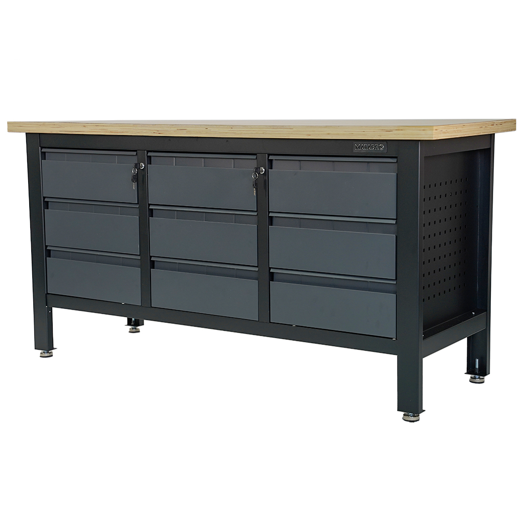Levně Pracovní dílenský stůl Matabro MB-TSK7509-L | 9 zásuvek | 1690 x 600 x 860 - 900 mm MB-TSK7509-L