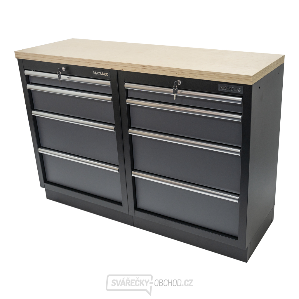 AKČNÍ SET Dílenské skříňky MB-TGC1304 s dřevěnou pracovní deskou MB-TGW53