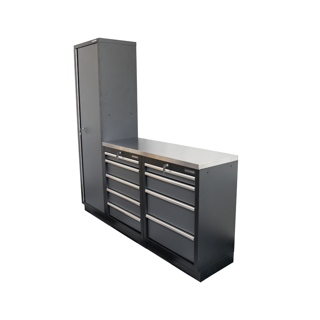 Matabro AKČNÍ SET Sestava 3 ks dílenského nábytku SET-CA01011 s nerezovou pracovní deskou MB-TGW53S SET-CA01011