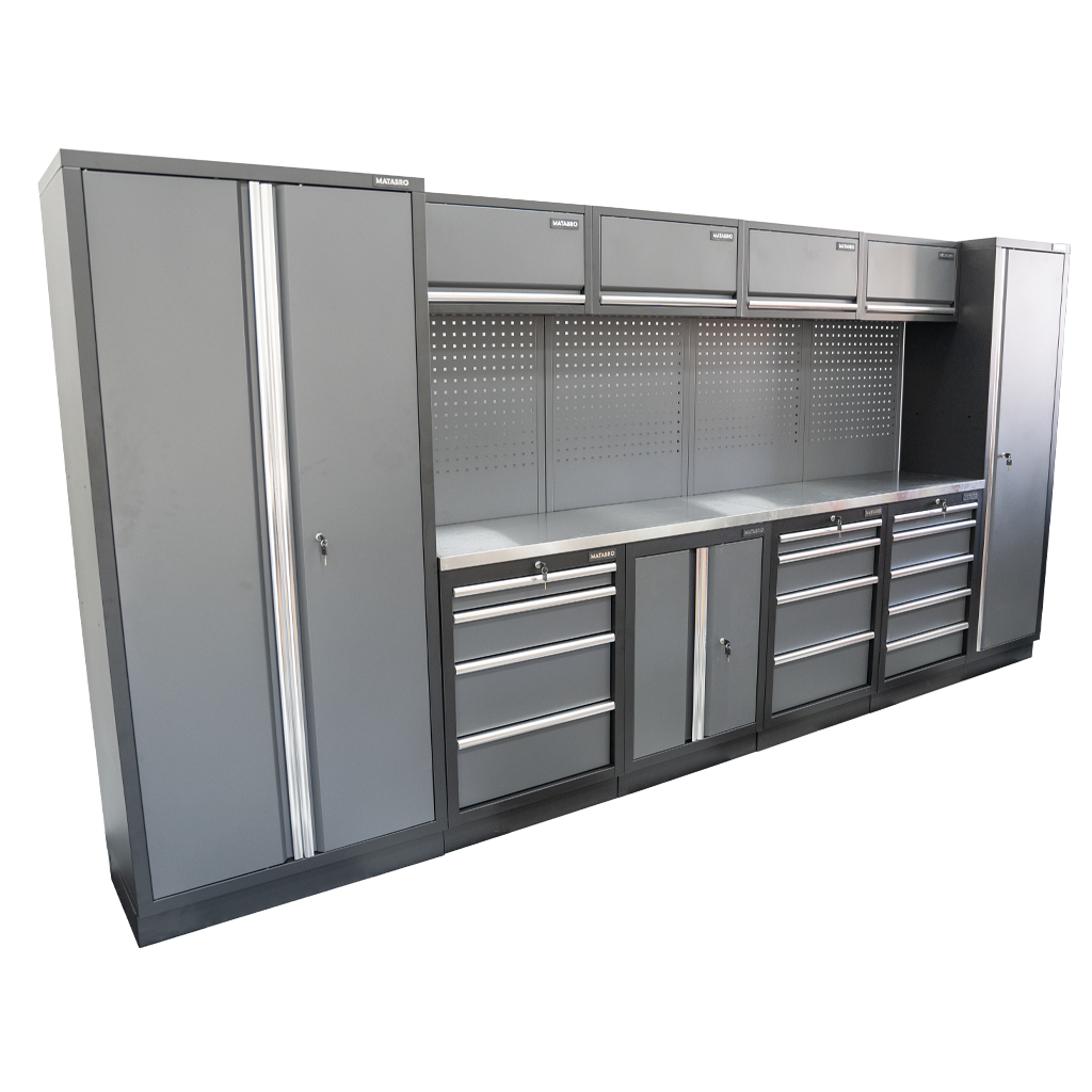 Matabro AKČNÍ SET Sestava 10 ks dílenského nábytku SET-CA01015 s nerezovou pracovní deskou MB-TGW53S SET-CA01015