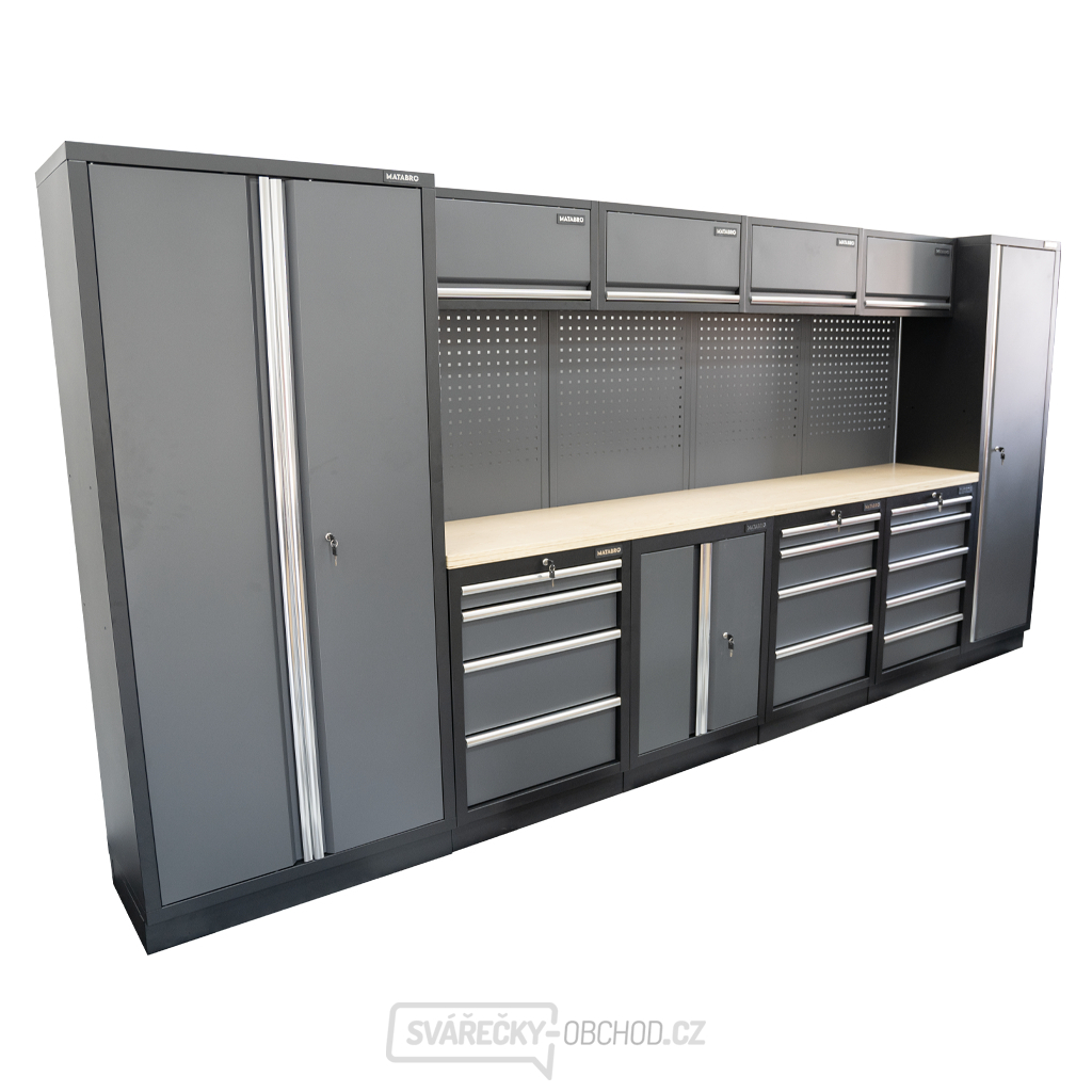 AKČNÍ SET Sestava 10 ks dílenského nábytku SET-CA01016 s dřevěnou pracovní deskou MB-TGW53