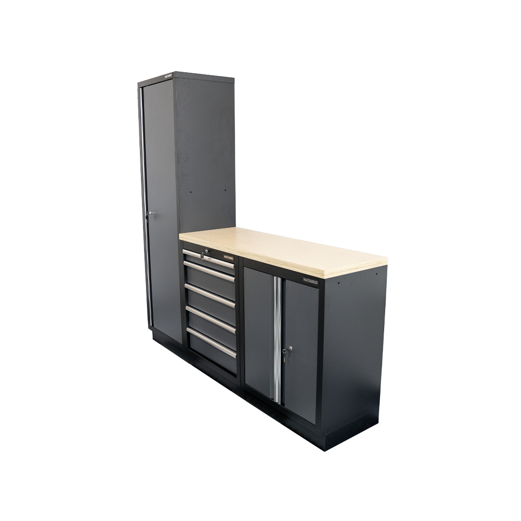 Matabro AKČNÍ SET Sestava 3 ks dílenského nábytku SET-CA01019 s dřevěnou pracovní deskou MB-TGW53 SET-CA01019