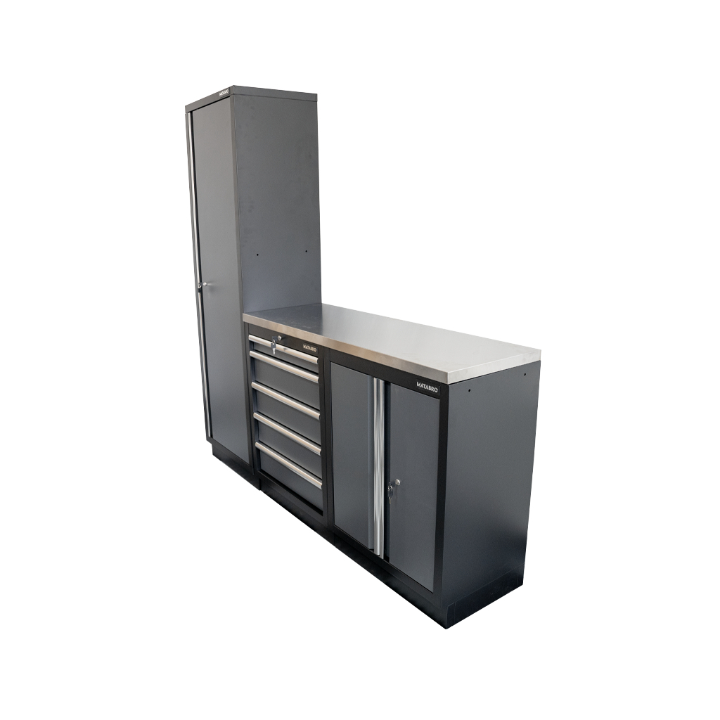 Matabro AKČNÍ SET Sestava 3 ks dílenského nábytku SET-CA01020 s nerezovou pracovní deskou MB-TGW53S SET-CA01020