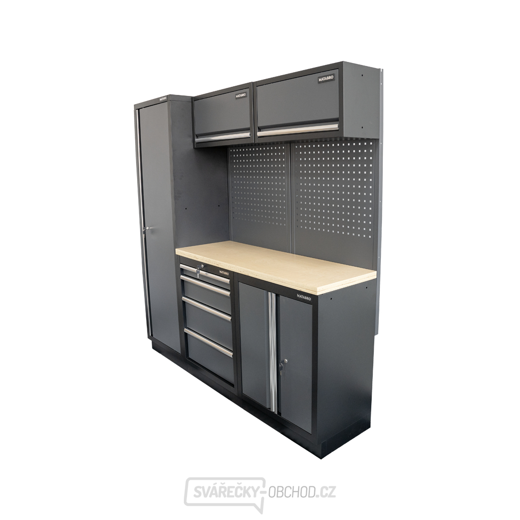 AKČNÍ SET Sestava 5 ks dílenského nábytku SET-CA01021 s dřevěnou pracovní deskou MB-TGW53