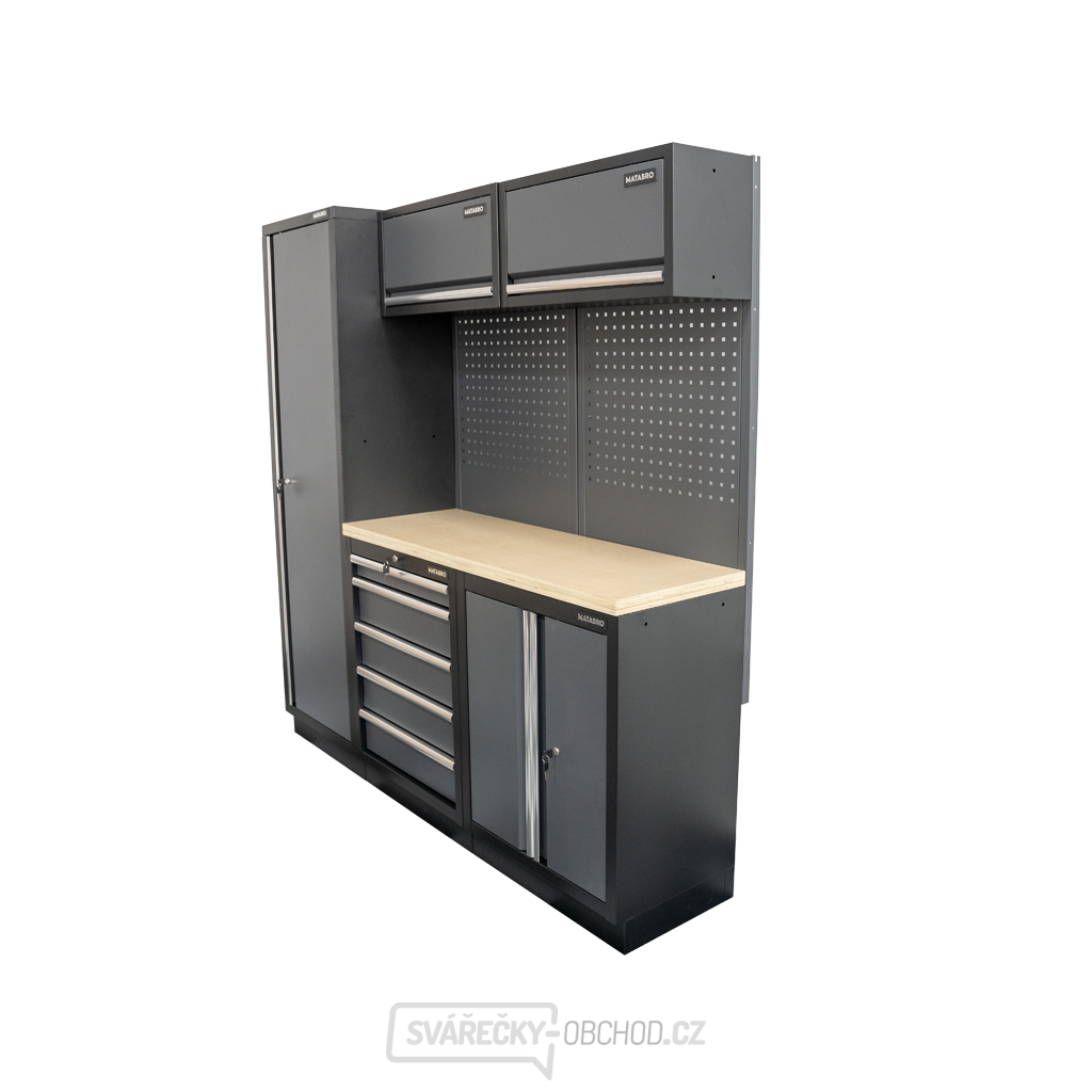 AKČNÍ SET Sestava 5 ks dílenského nábytku SET-CA01023 s dřevěnou pracovní deskou MB-TGW53
