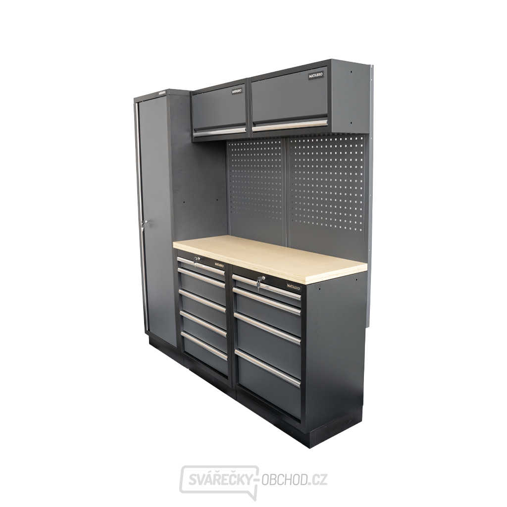 AKČNÍ SET Sestava 5 ks dílenského nábytku SET-CA01026 s dřevěnou pracovní deskou MB-TGW53